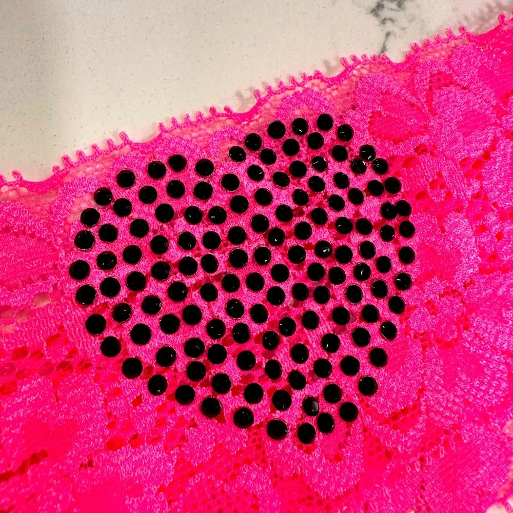 NWT Vintage Pink Victoria’s Secret Lace Thong - Picture 3 of 9